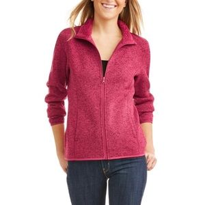 Swiss Tech Womens Zip Up Sweater Fleece Jacket Plus Size 3X 22W-24W Red EUC